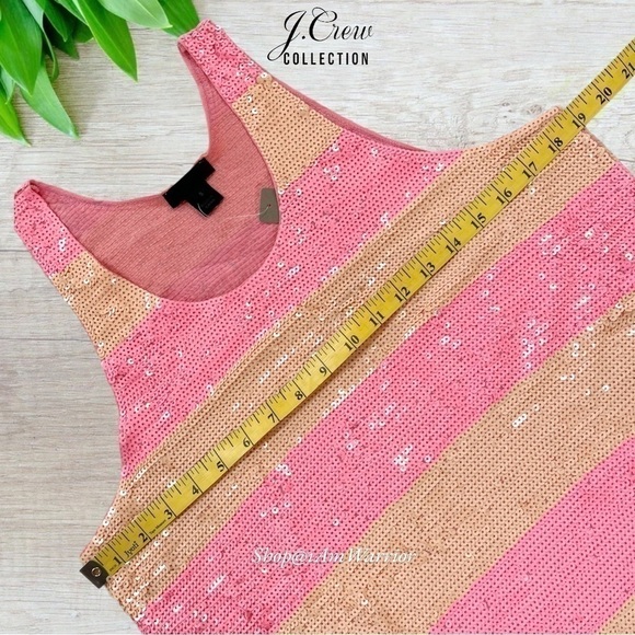 J.Crew Collection NWT pink lemonade striped sequin tank top *shop@iamwarrior - Picture 9 of 13
